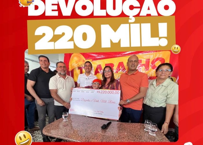 Mais uma importante devolução de recursos realizada pela Câmara Municipal de Tabira em benefício do nosso povo.