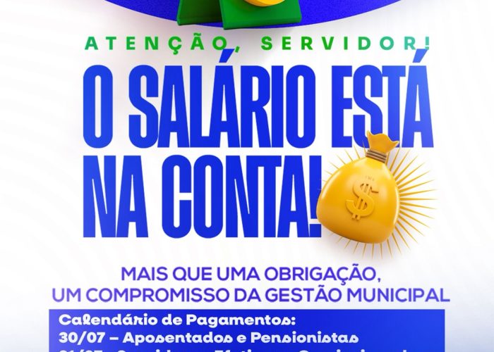 Pagamento dos servidores de Solidão referente a julho é iniciado
