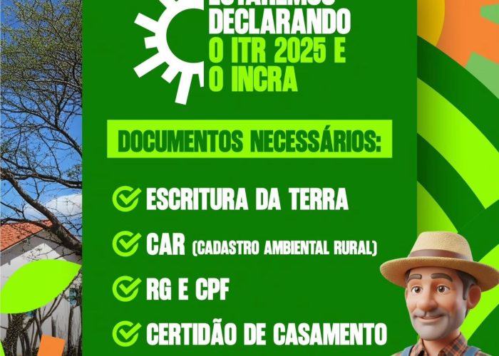 Tabira realiza Mutirão de Declaração do ITR 2025 e INCRA