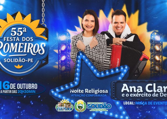 55ª Festa dos Romeiros: Ana Clara & Exército de Deus abre programação social em Solidão