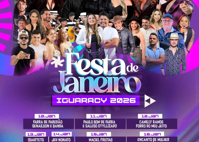 Prefeitura de Iguaracy  divulga programação artística da Tradicional Festa de Janeiro 2026